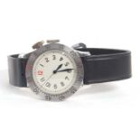 Gent's crown wound wristwatch, the watch has a cream dial with Arabic numeral hour markers, the