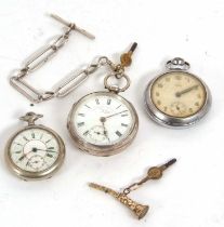 Mixed lot of three pocket watches, one Smiths Empire, one silver hallmarked pocket watch by J G