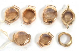 A selection of lady's yellow metal watch cases, all test for approx 9ct gold, some do have