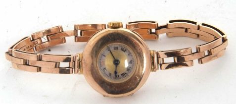 9ct gold cased lady's wristwatch, hallmarked on the inside of the case back, it has an expanding