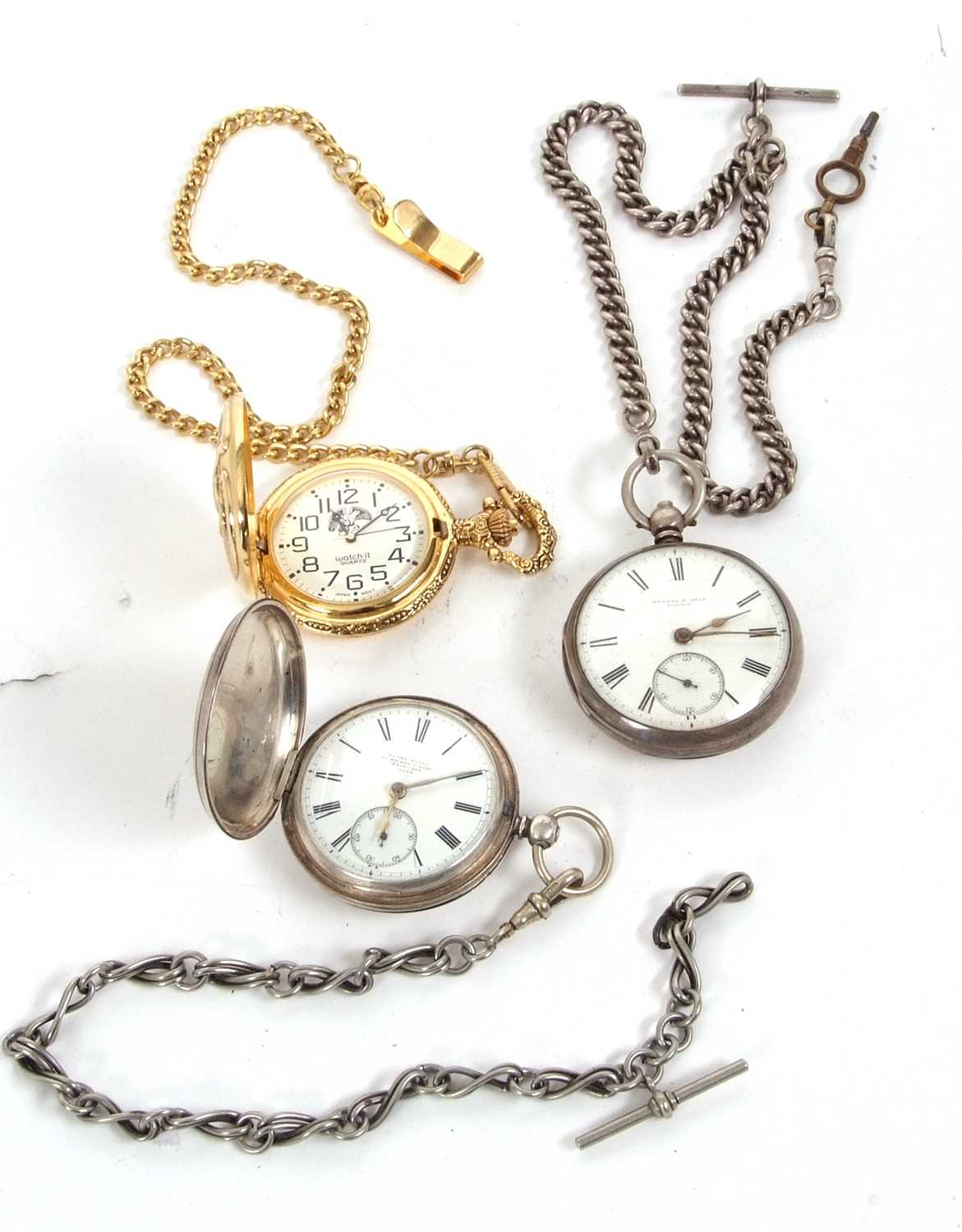 A mixed lot of three pocket watches, two of which are hallmarked inside the case back for silver and - Image 2 of 2