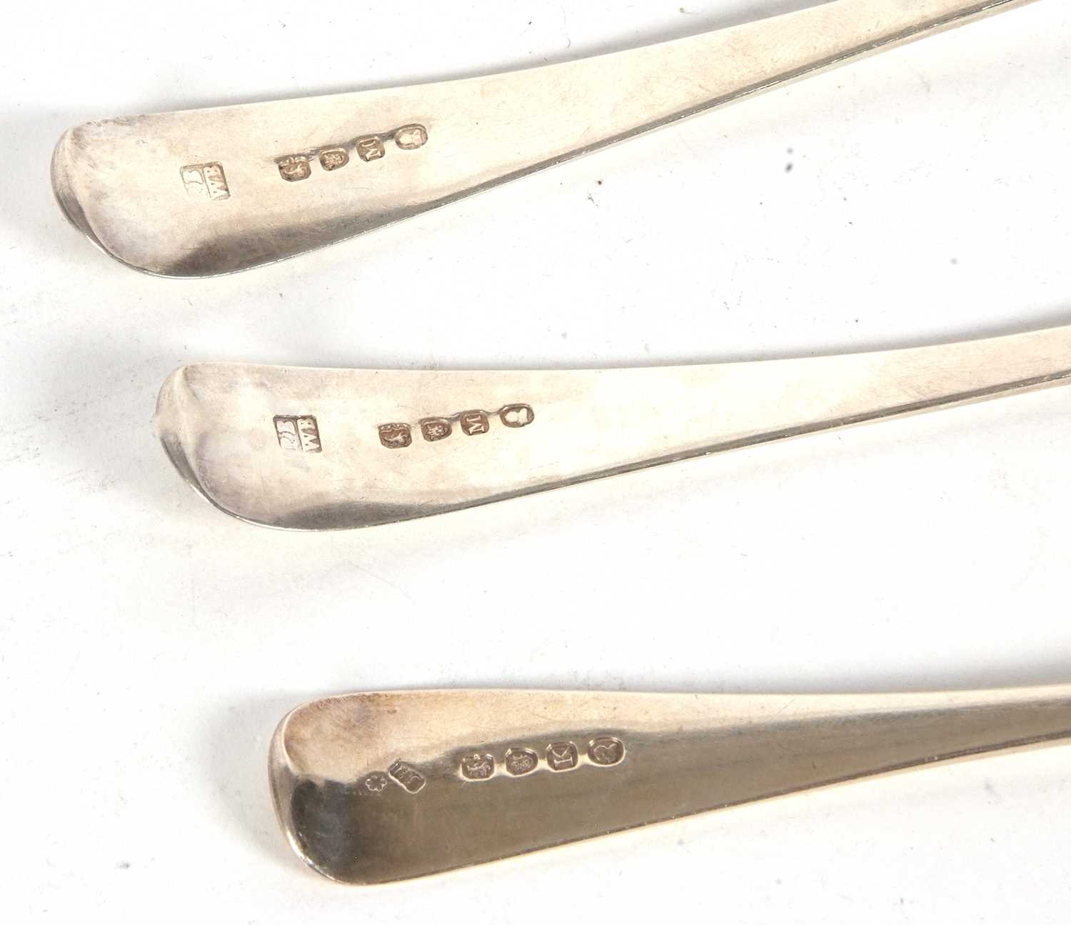 A pair of George III Bateman Old English tablespoons, engraved with initials, hallmarked for - Image 4 of 4