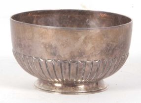 A Victorian small silver pedestal bowl, the body with half fluted design and supported on a collet