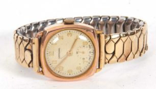 A 9ct gold General wristwatch, stamped on the inside of the case back for 9ct gold, it has a