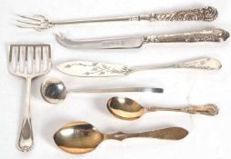 Mixed Lot: A sardine serving spoon, Sheffield 1900, James Dixon & Sons Ltd, a Victorian silver