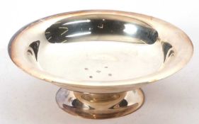 A large 925 stamped pedestal dish of plain circular form, Millennium mark and makers mark W.B,