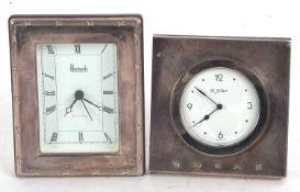 Carrs sterling silver cased quartz clock, easel backed marked for Sheffield 2004, boxed, together