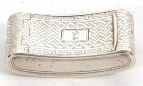 George III curved silver pocket snuff box, chased and engraved all over with initialled cartouche to