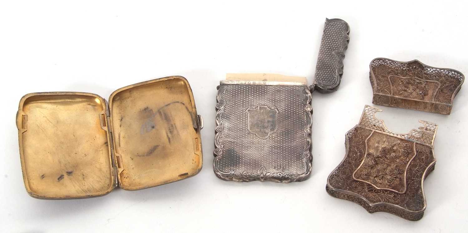 Mixed Lot: A Victorian card case of rectangular form with wavey edge and chased and engraved - Image 2 of 2