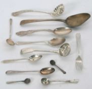 Mixed Lot: Two Georgian silver sifting spoons, a Georgian tablespoon (a/f), a hallmarked ornate