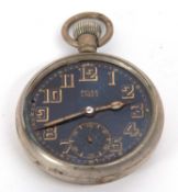 A Rolex military pocket watch, stamped on the case back A.16873. GSMKII and the military