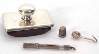 Mixed Lot: A George V silver framed rocking desk blotter, Chester 1918, makers mark for Stokes &