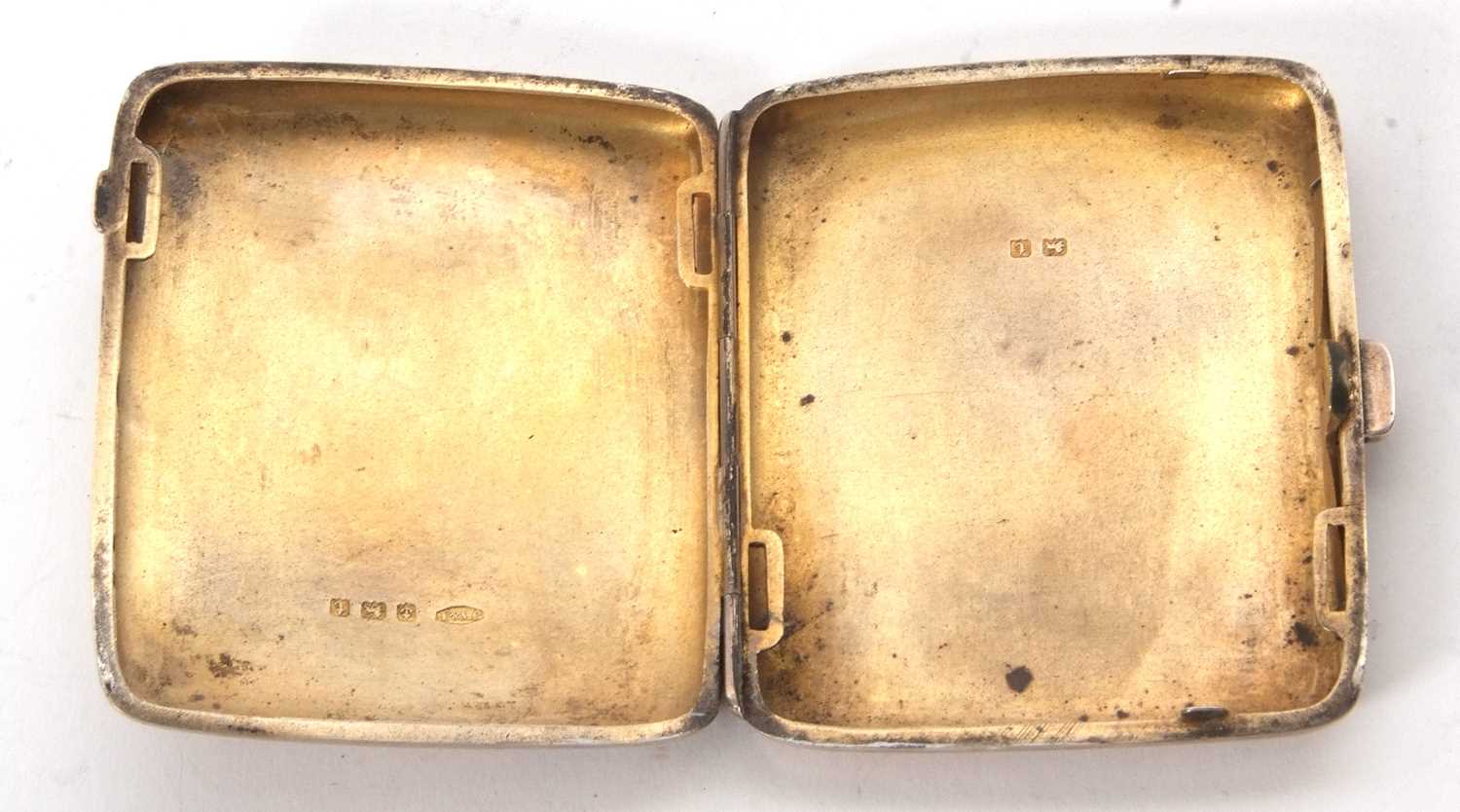 George V cigarette case of slight curved shaped rectangular form, engraved to the front "Attached to - Image 2 of 2