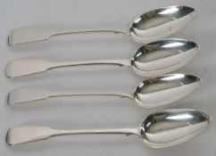 A group of four fiddle pattern table spoons, two hallmarked for London 1811, makers mark Richard