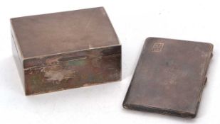 Mixed Lot: A George VI silver large cigarette case of rectangular form, engine turn decorated around