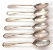 Six George V Old English pattern dessert spoons, Sheffield 1910, makers mark for Walker & Hall,