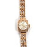 A Bentima Star 9ct gold lady's wristwatch, hallmarked on the clasp of the bracelet and inside the