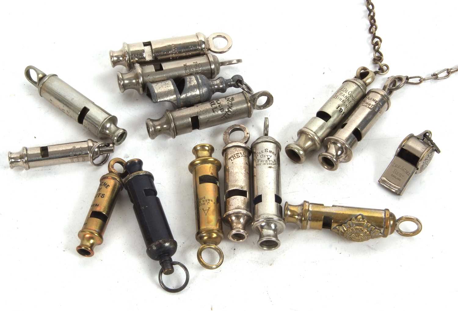 A group of fifteen various whistles to include two J Hudson & Co of Birmingham examples, City Policy - Image 2 of 2