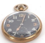 A Jaeger LeCoultre military pocket watch stamped with the military arrowhead on the outside of the