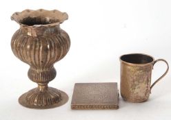 Mixed Lot: A German silver small tankard, a fluted baluster vase stamped 800, an antique