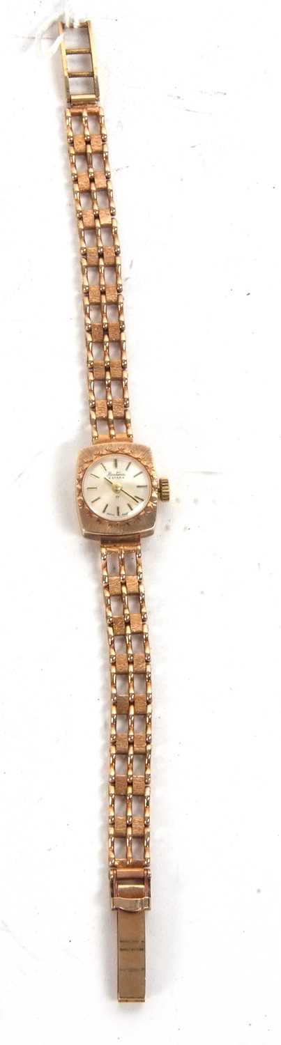 A Bentima Star 9ct gold lady's wristwatch, hallmarked on the clasp of the bracelet and inside the - Image 2 of 2