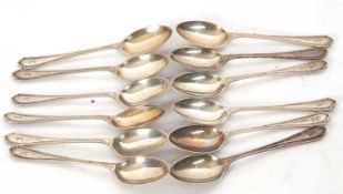 Twelve George V silver teaspoons, each engraved with the letter A, hallmarked for Sheffield 1930,