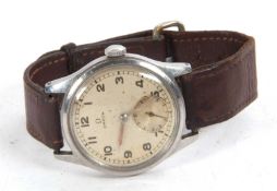 A vintage Omega gents wristwatch, the watch has a stainless steel case and crown wound movement, the