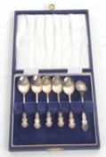 A cased set of six silver teaspoons, Birmingham 1986, makers mark for B & Co, 45gms
