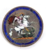 A vintage silver George III enamelled coin brooch