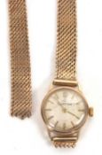 9ct gold lady's Eterna wristwatch, hallmarked on the clasp and on the inside of the case back, it