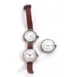 Three gents white metal wristwatches, all of which are stamped 925 inside the case back, the watches