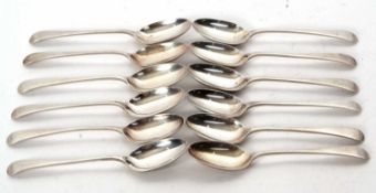 A set of twelve late Victorian silver Old English pattern teaspoons, Sheffield 1896, makers mark for