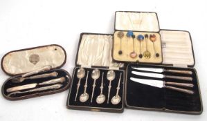 Mixed Lot: Cased set of six coronation spoons, Birmingham 1936, makers mark H J Cooper, part cased