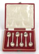 Cased set of six teaspoons hallmarked for Sheffield 1959, makers mark for James Dixon & Sons Ltd,