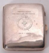 George V cigarette case of slight curved shaped rectangular form, engraved to the front "Attached to