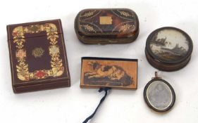 Mixed Lot: A Victorian picquet worked purse, circa 1870, an antique maroon leather card case with