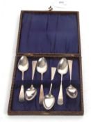 Cased set of six George III Old English patter teaspoons, London 1798, makers mark for Stephen