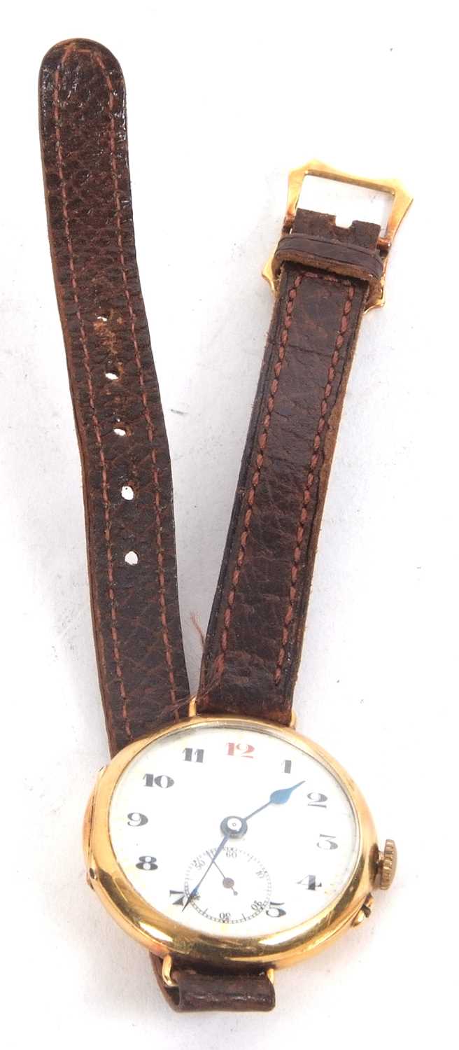 An 18ct gold wristwatch hallmarked inside the back of the case, it has a manually crown wound - Image 2 of 3