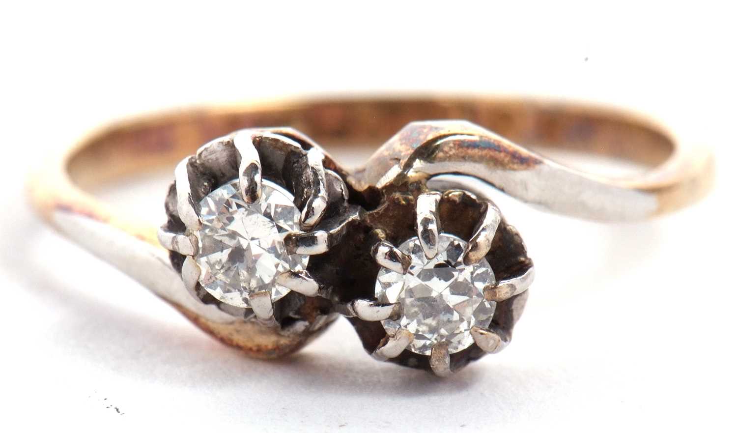 An 18ct and platinum two stone 'toi et moi' diamond ring, the two round brilliant cut diamonds, - Image 2 of 8
