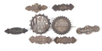 Eight early 20th century silver and white metal name brooches, to include Jeanie, Maude, Louie,