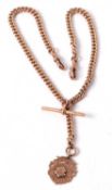 A 9ct rose gold double Albert chain, the curblink chain, each link stamped 9.375, with lobster clasp