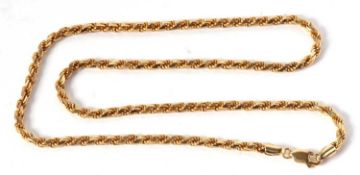 A 9ct rope twist chain, stamped 375 to both ends, clasp stamped 375 with Birmingham import mark,