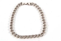 A chunky silver curblink necklace, the large links approx. 13mm wide, with tapered cap ends, one