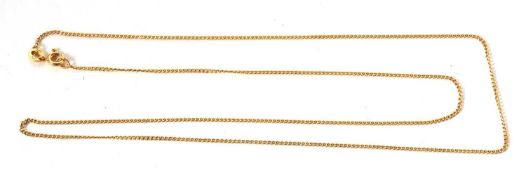 An 18ct gold chain, the fine curblink chain with jump ring stamped 750, 52cm long, 3.1g