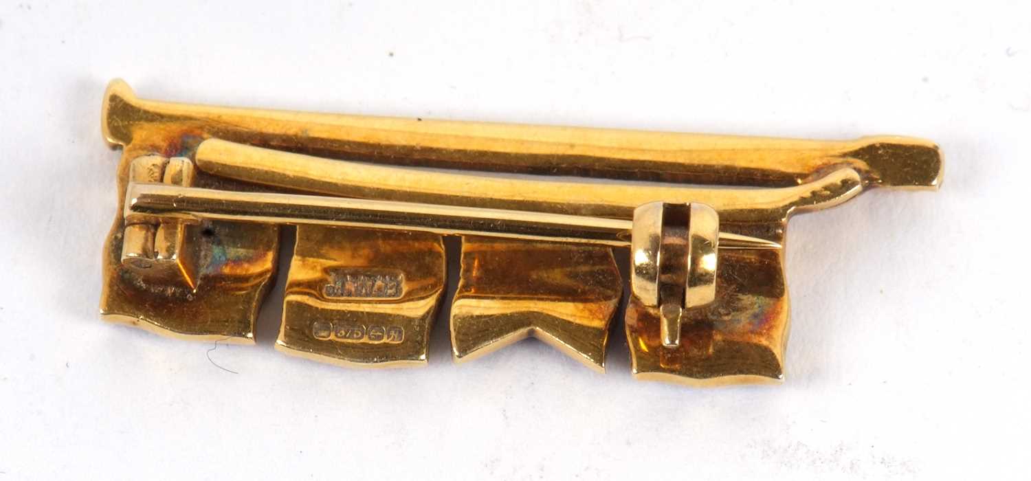 A 9ct naval flag brooch, set with four flags spelling 'Joan', hallmarked to reverse, Birmingham - Image 4 of 4