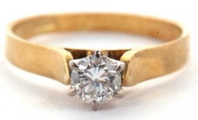 An 18ct diamond solitaire ring, the round brilliant cut diamond estimated approx. 0.50cts, claw