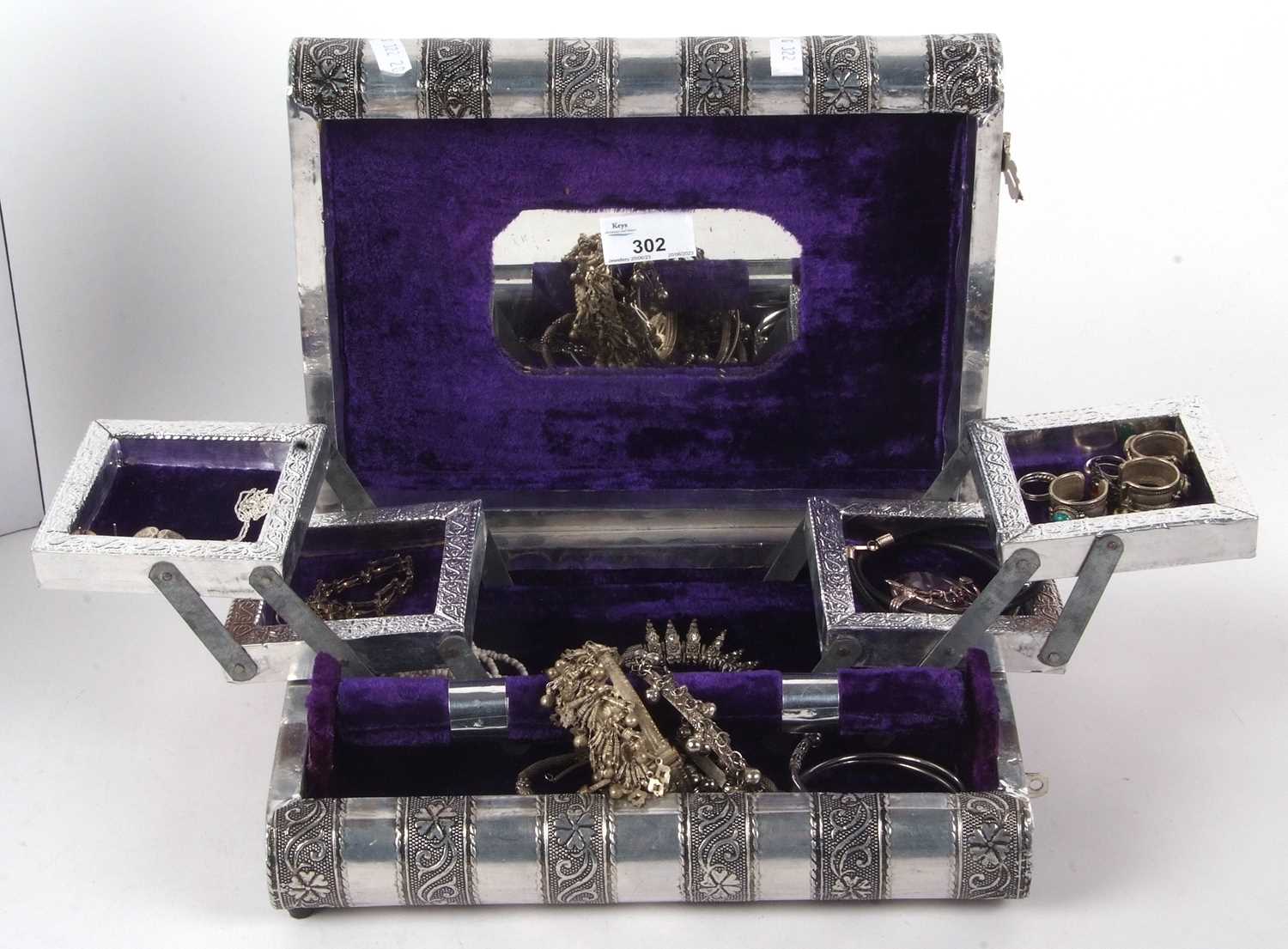 An Indian style metalware jewellery box in the shape of two books together with a quantity of Indian - Image 4 of 9