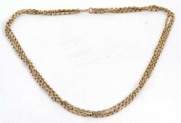 An unmarked, adapted long guard chain / necklace, 20.2g not gold tested