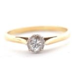 An 18ct diamond solitaire ring, the round brilliant cut diamond, estimated approx. 0.46cts, claw set