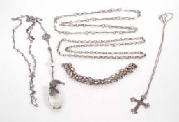 A quantity of silver and white metal jewellery to include a fancy link bracelet, London 1976, a